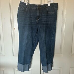 Westport Women's Signature Fit Denim Jean Pant Crop High Rise Navy Plus Size 18W